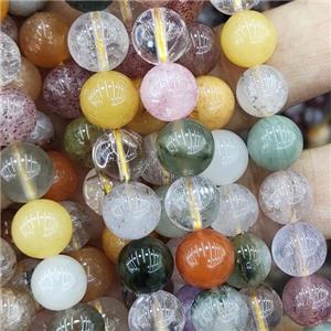 mixed round Rutilated Quartz Beads, B-grade, approx 6mm dia