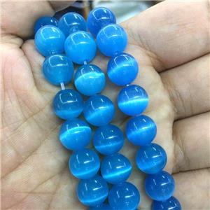 blue round Cats Eye Stone Beads, approx 4mm dia