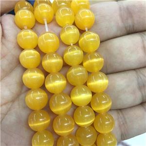 ambergold round Cats Eye Stone Beads, approx 8mm dia