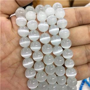 white round Cats Eye Stone Beads, approx 10mm dia