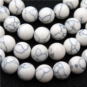 white synthetic Turquoise Beads, round, approx 8mm dia