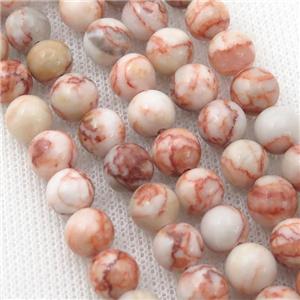 red Silk Jasper Beads, round, approx 8mm dia