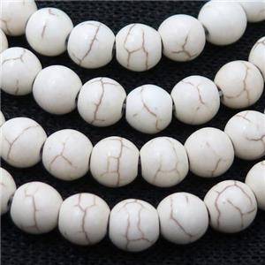 white synthetic Turquoise Beads, round, approx 10mm dia