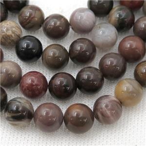 Wooden Petrified Jasper Beads, round, approx 10mm dia