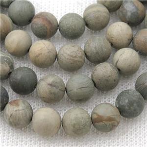 round Silver Leaf Jasper Beads, matte, approx 8mm dia