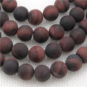 round Red Tiger Eye Stone Beads, matte, approx 4mm dia