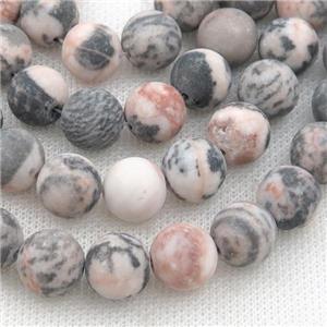 pink Zebra Jasper Beads, round, matte, approx 10mm dia