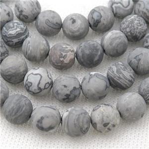 round gray Map Jasper Beads, matte, approx 4mm dia