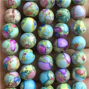 mosaic synthetic Imperial Jasper Beads, round, multicolor, approx 8mm dia