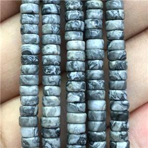 gray Map Jasper heishi beads, approx 2x4mm