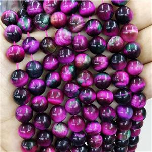 hotpink Tiger eye stone beads, round, approx 10mm dia