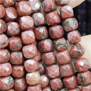 sesame Jasper cube beads, faceted, approx 6mm