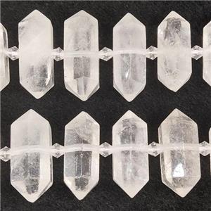 Clear Quartz bullet beads, approx 12-30mm