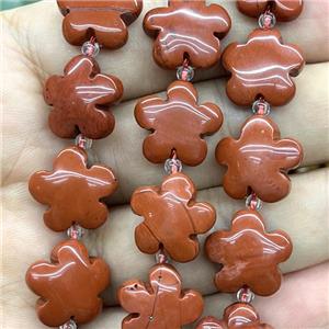 Red Jasper flower beads, approx 15mm