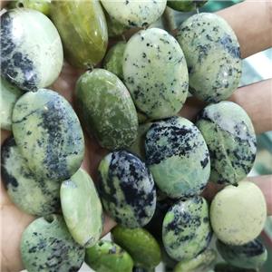 Chrysoprase oval beads, B-grade, approx 22-30mm