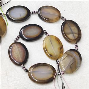 natural Agate Oval Beads, coffee dye, approx 28-38mm