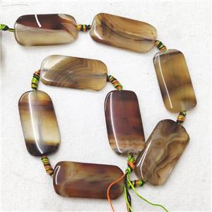 natural Agate Rectangle Beads, coffee dye, approx 25-35mm