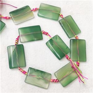 natural Agate Rectangle Beads, green dye, approx 25-35mm