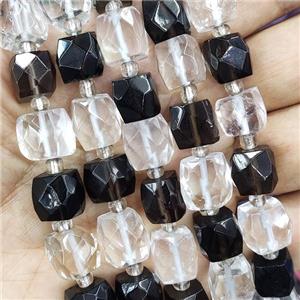 Clear Quartz and Smoky Quartz Beads, cube, approx 10mm