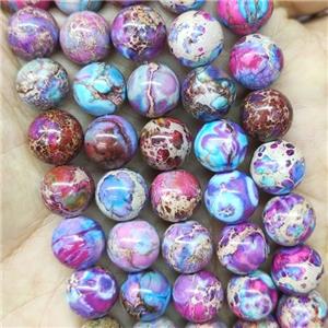 round Imperial Jasper beads, fuchsia, approx 6mm dia