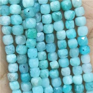 teal Amazonite Beads, faceted cube, approx 4.5mm