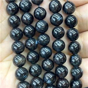 Natural Hornblende Beads Smooth Round Black, approx 6mm dia