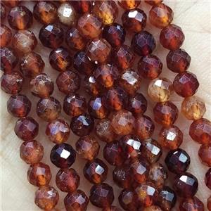 DarkOrange Garnet Beads Faceted Round, approx 2mm dia