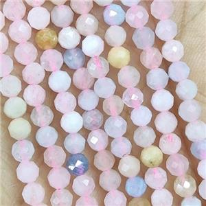 Morganite Beads Pony Faceted Round, approx 3mm dia