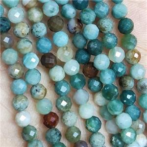 Green Moss Agate Beads Faceted Round, approx 3mm dia