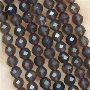 Tiny Smoky Quartz Beads Faceted Round, approx 3mm dia