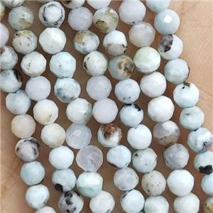 Larimar Beads Faceted Round C-Grade, approx 3mm dia