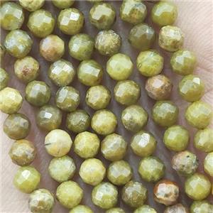 Olive Chrysoprase Beads Faceted Round, approx 2mm dia