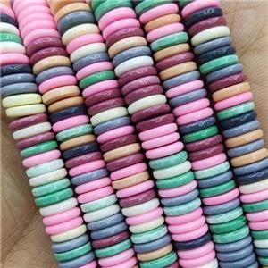 Mix Color Oxidative Agate Heishi Spacer Beads, approx 4mm