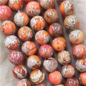 Round Orange Imperial Jasper Beads Dye, approx 8mm dia