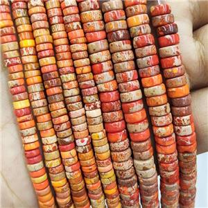 Orange Imperial Jasper Heishi Spacer Beads, approx 3x6mm