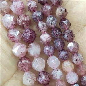 Pink Strawberry Quartz Beads Cut Round, approx 7-8mm