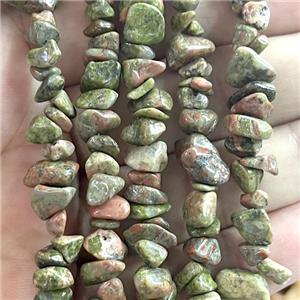 Unakite Chip Beads Freeform, approx 5-8mm, 32inch length