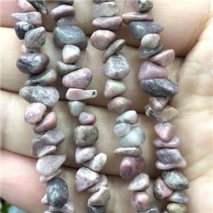 Pink Rhodonite Chip Beads Freeform, approx 5-8mm, 32inch length