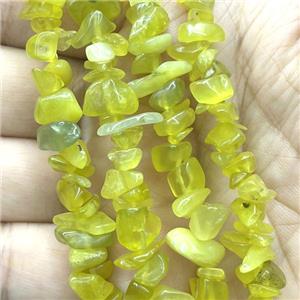 Lemon Chrysoprase Chip Beads Freeform, approx 5-8mm, 32inch length