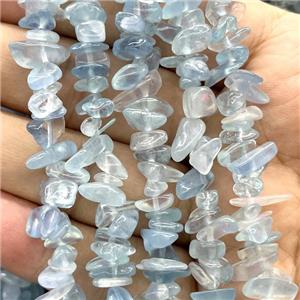 Blue Aquamarine Chip Beads Freeform, approx 5-8mm, 32inch length