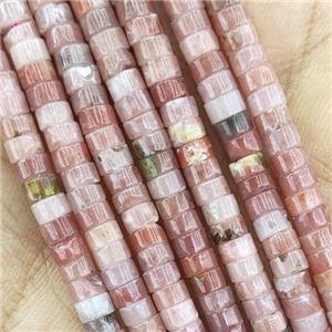 Pink Plum Blossom Jasper Heishi Beads, approx 2x4mm