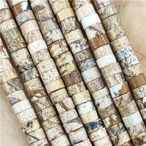 Picture Jasper Heishi Beads, approx 2x4mm