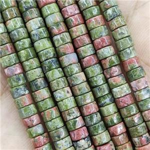 Unakite Heishi Beads, approx 2x4mm