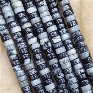 Black White Jasper Beads Heishi, approx 2x4mm