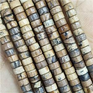 Picture Jasper Heishi Beads, approx 2x4mm