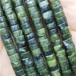 Chinese Nephrite Jade Heishi Beads Green, approx 3x6mm