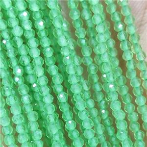 Green Cat Eye Glass Beads Faceted Round, approx 2mm dia