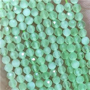 Lt.green Cat Eye Glass Beads Faceted Round, approx 3mm dia