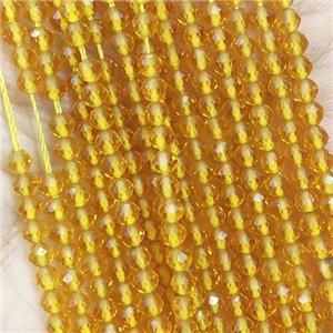 Yellow Crystal Glass Beads Faceted Round, approx 3mm dia