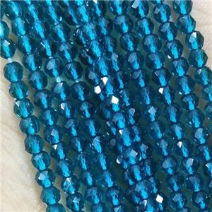 PeacockBlue Crystal Glass Beads Faceted Round, approx 3mm dia